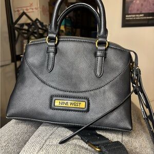 Nine West Black Satchel with Gold Accents
